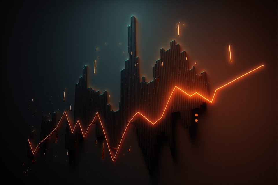 Analytics dashboard with glowing trend line