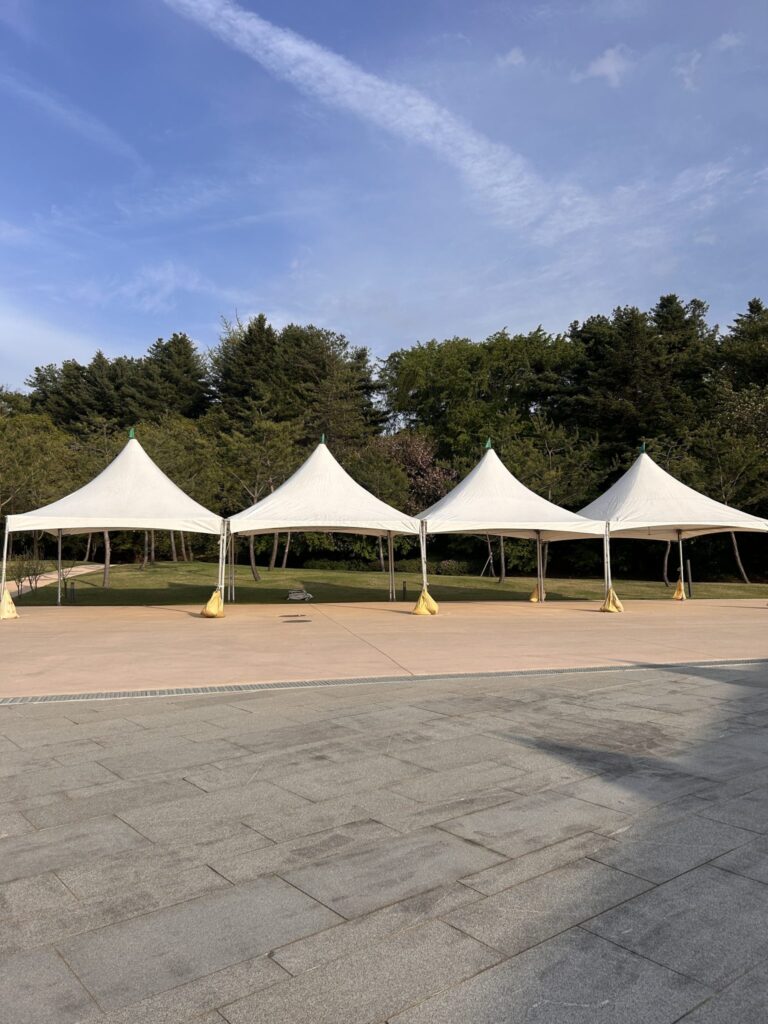 Row of white event tents