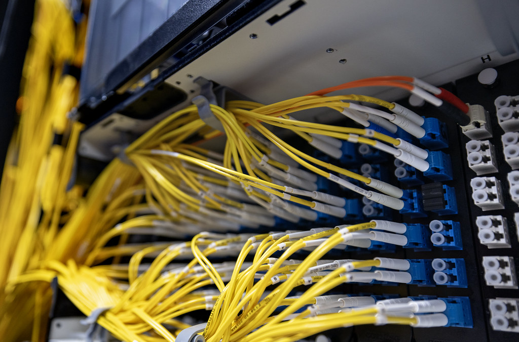 Server room with network cables