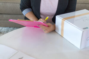 Paper intake form on a clipboard