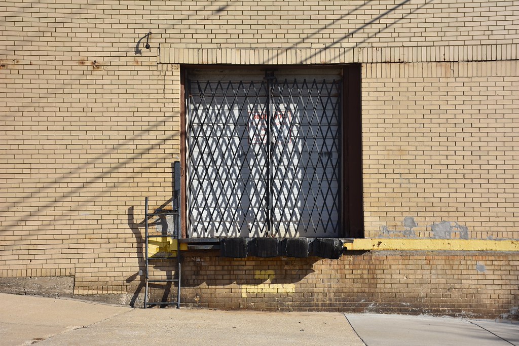 Warehouse loading dock at dusk