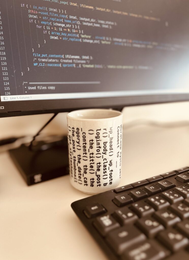 Code editor on screen