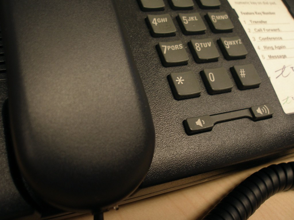 Business desk phone close-up