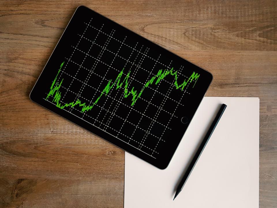 Analytics charts on a monitor