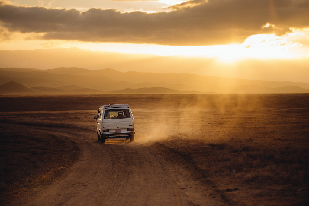 Delivery van on the road