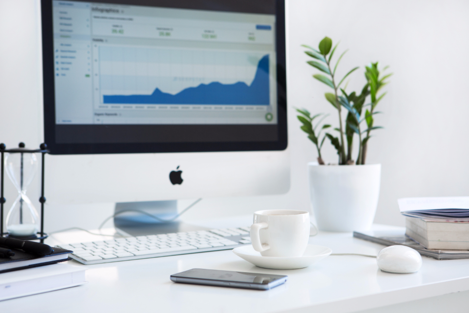 Analytics charts and graphs on a screen