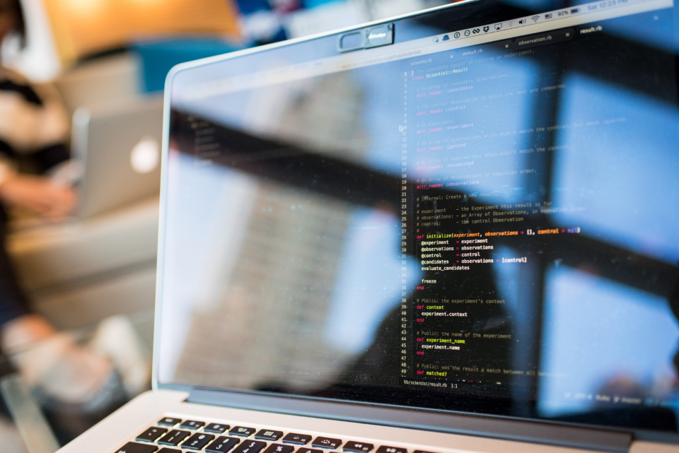 Code editor open on a laptop screen