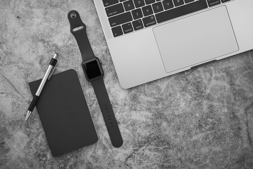 Laptop, tablet and devices on a desk
