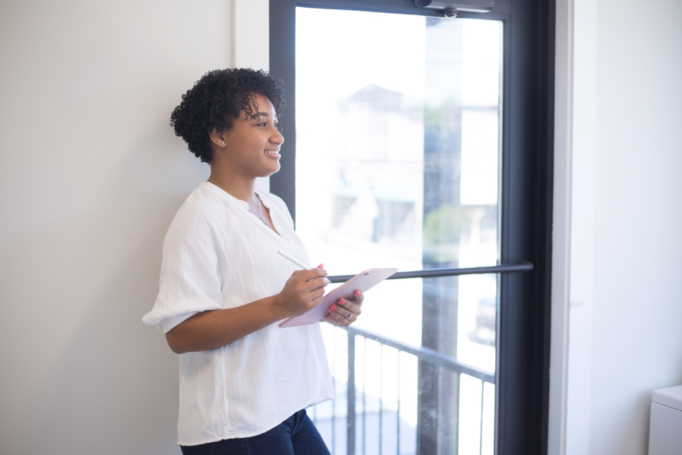 Businesswoman using a tablet in an office