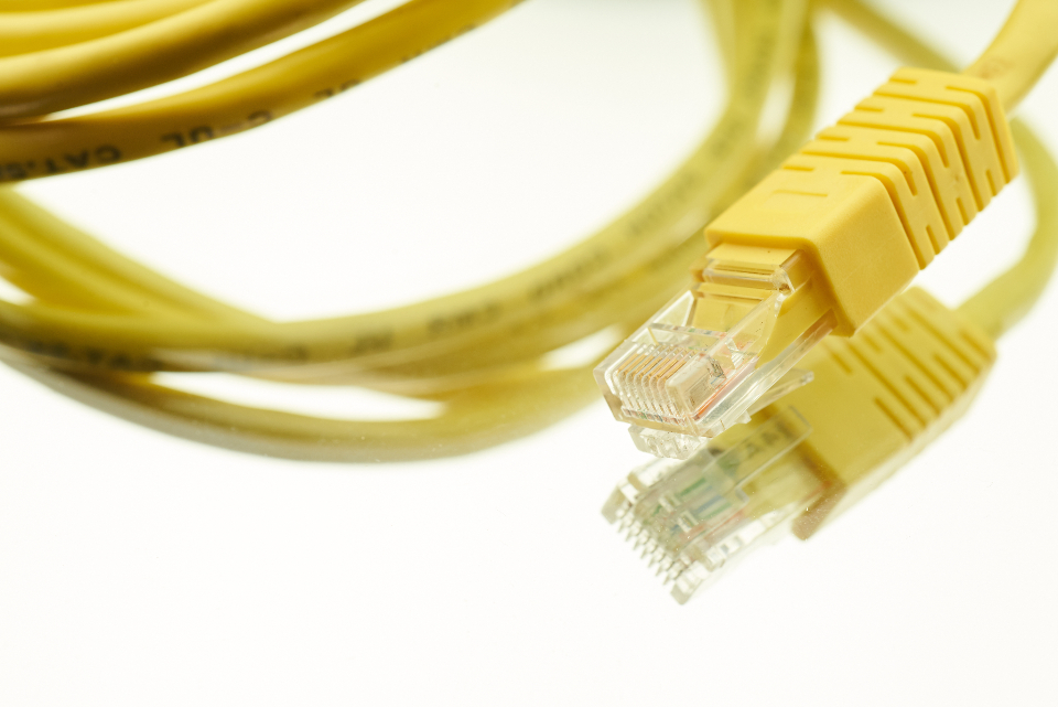 Colorful network cabling close-up