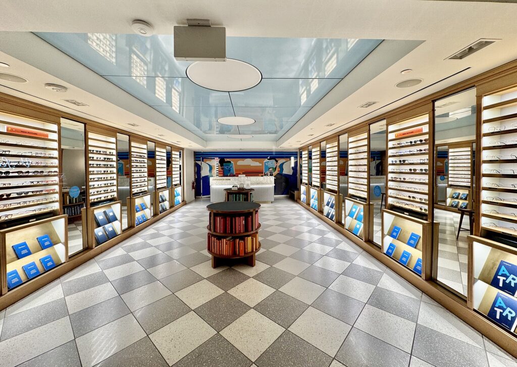 Warby Parker eyeglasses retail store interior at Washington Union Station