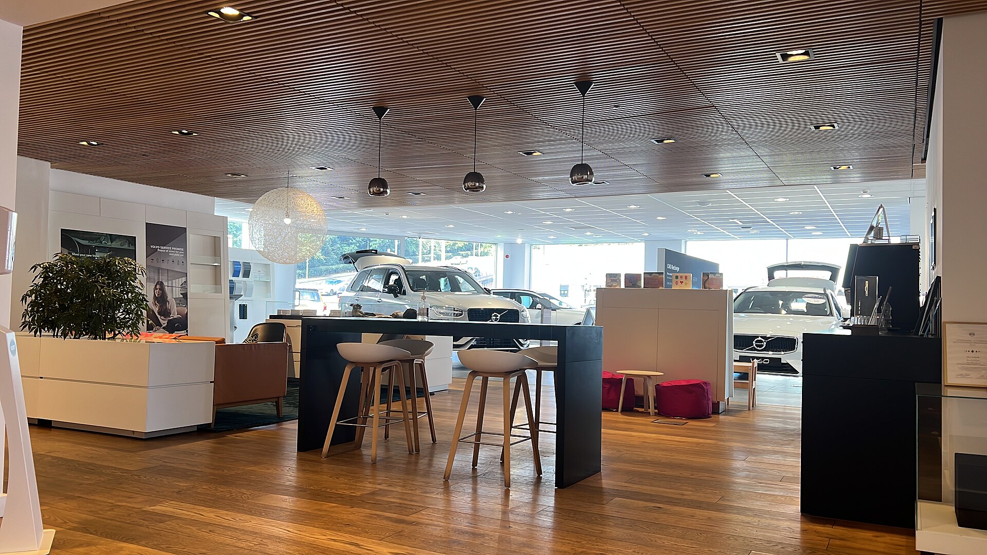 Customer lounge in a furniture showroom