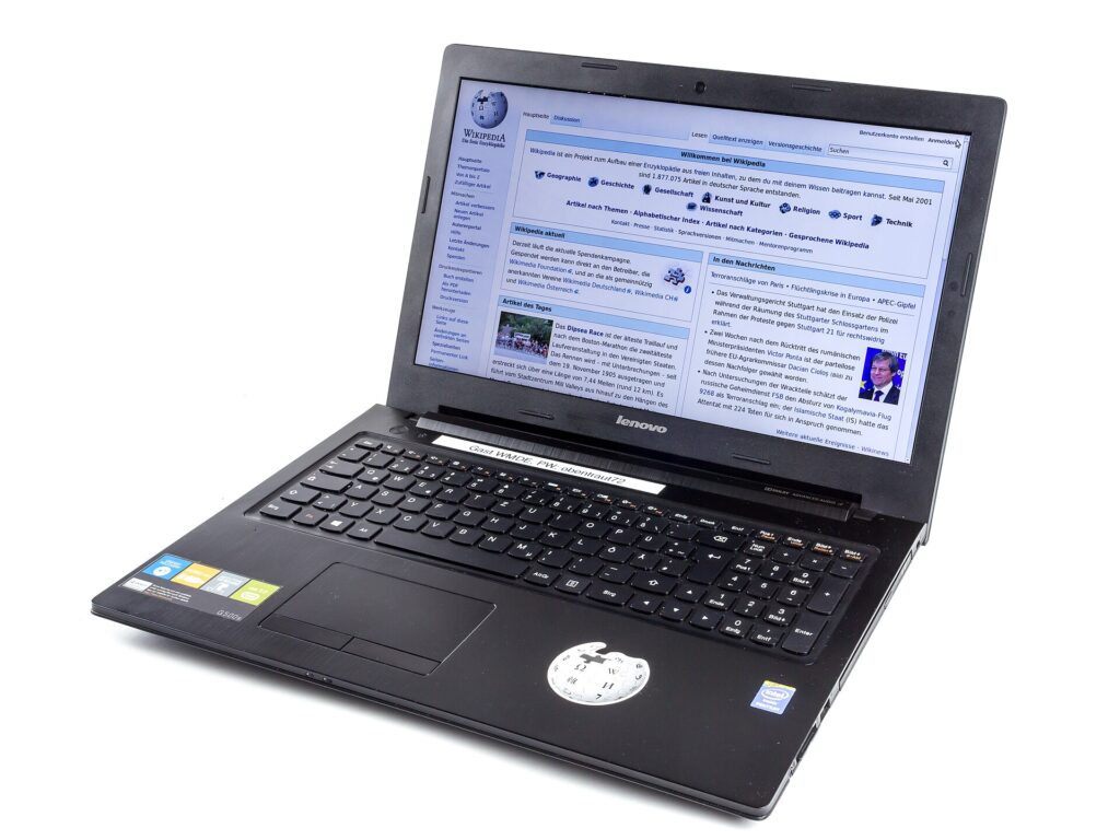 Laptop showing a web page