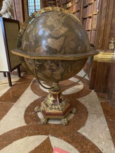 Antique globe in a library