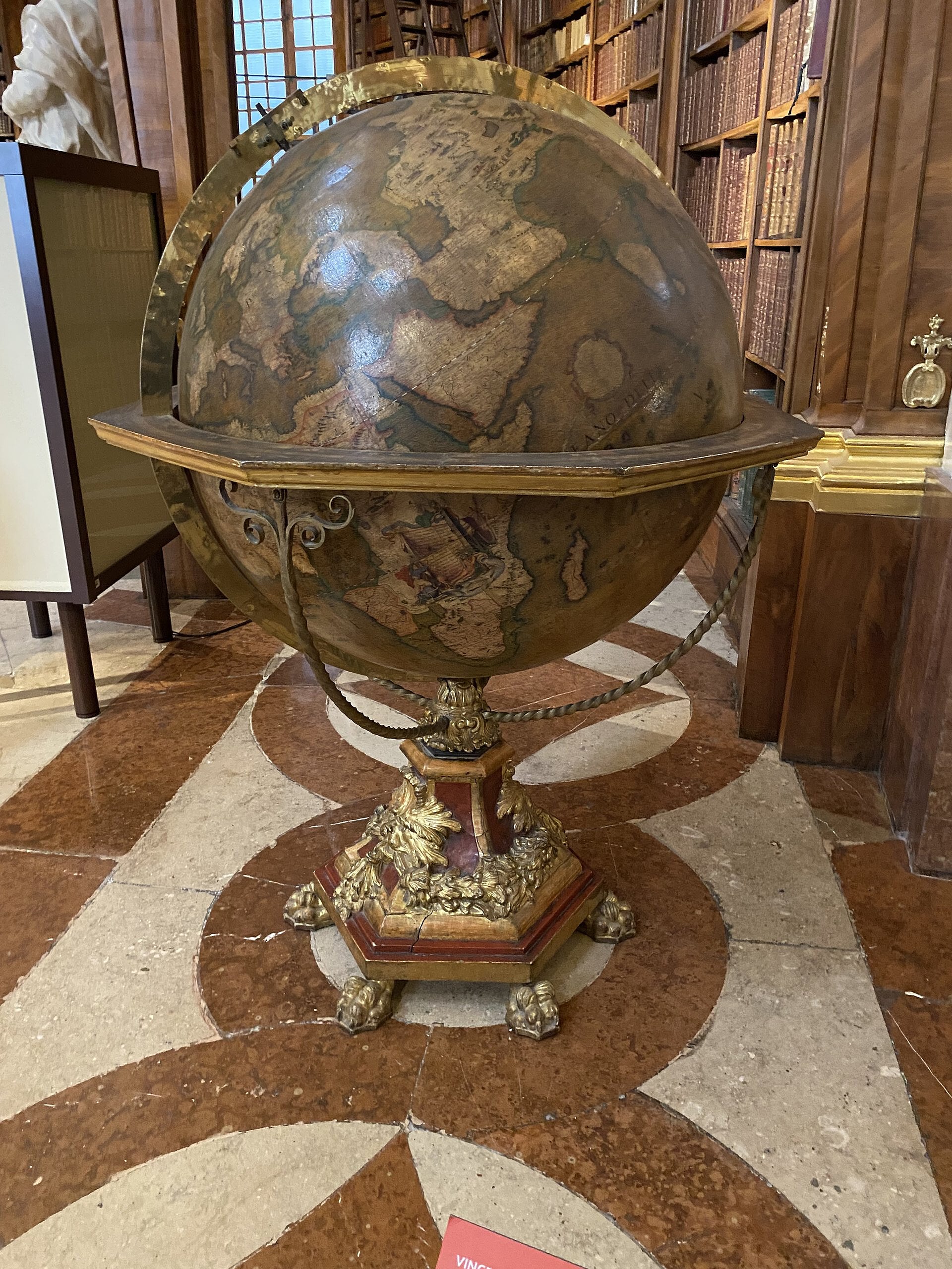 Antique globe in a library