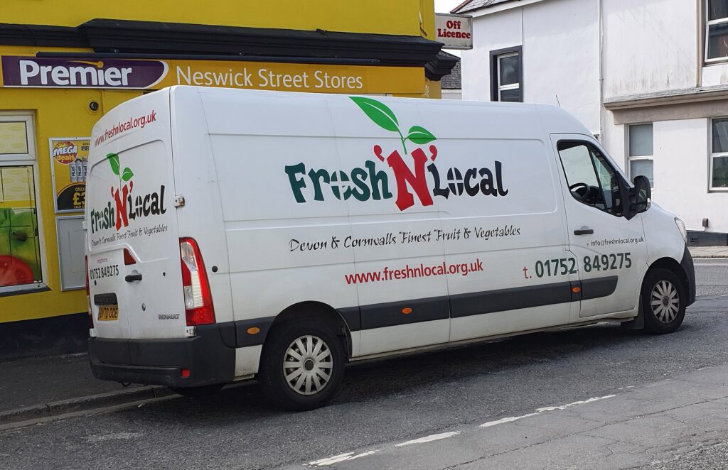 Fresh'n'Local delivery van, Neswick Street, Plymouth, Devon - May 2025