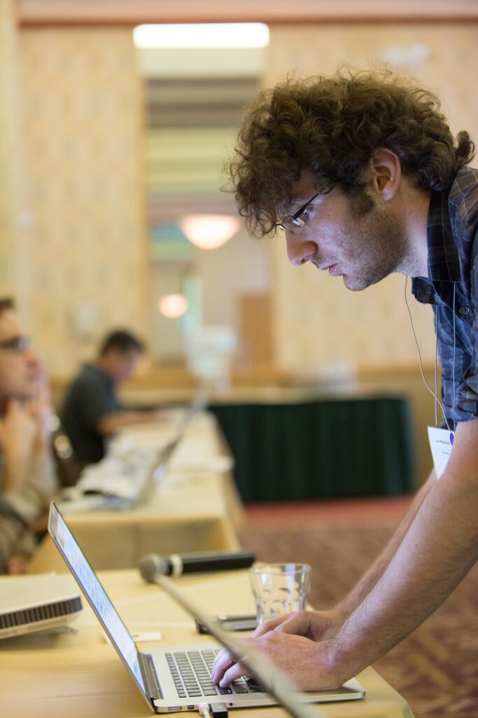 Leo Meyerovich typing on laptop during Web Browser demo at Par Lab Retreat (8442841051)