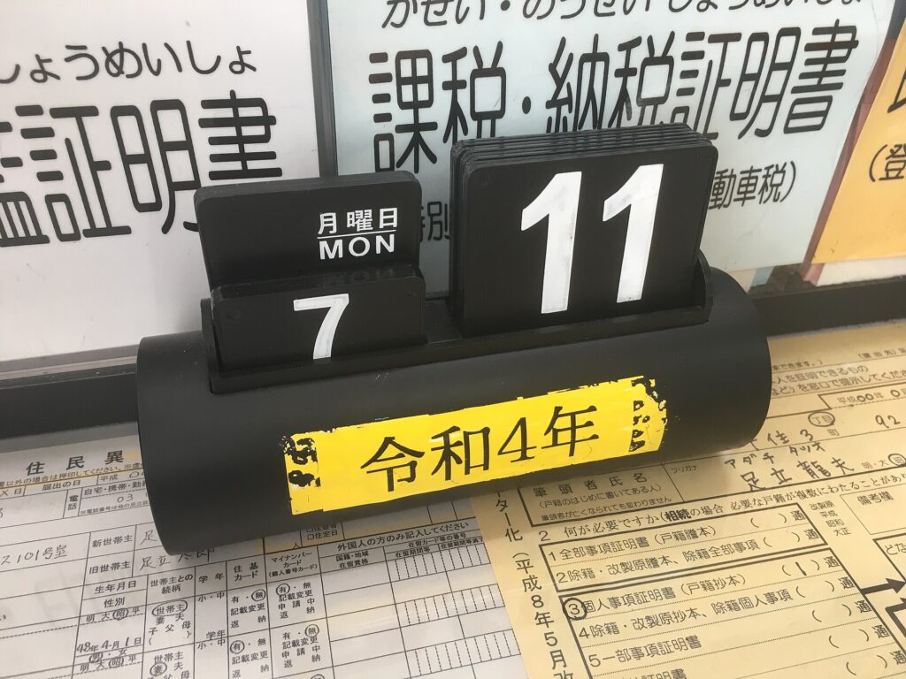Desk calendar on an office desk