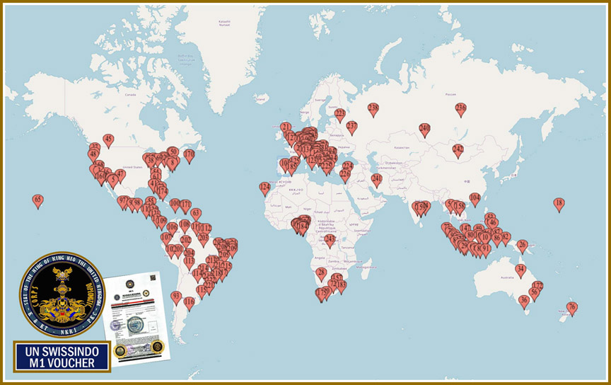 World map with location pins