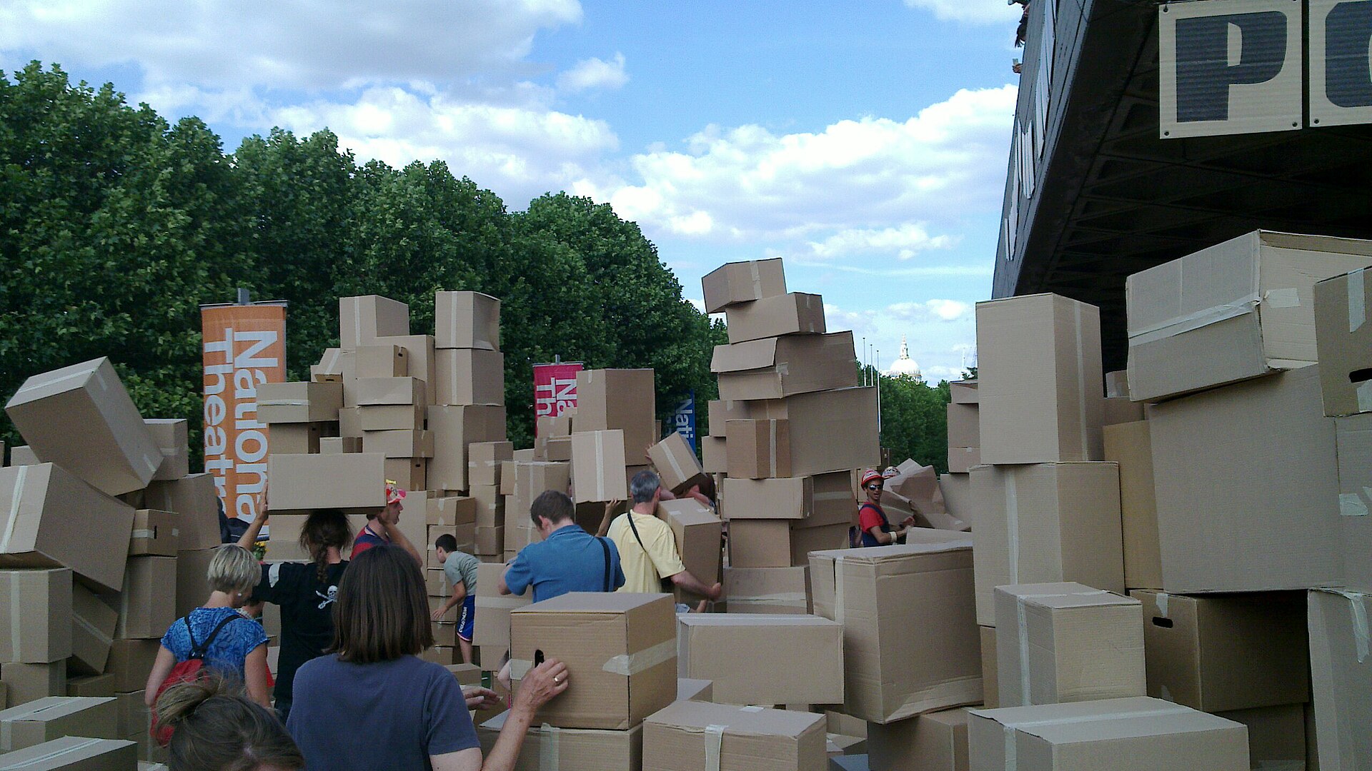 Stacked cardboard shipping boxes