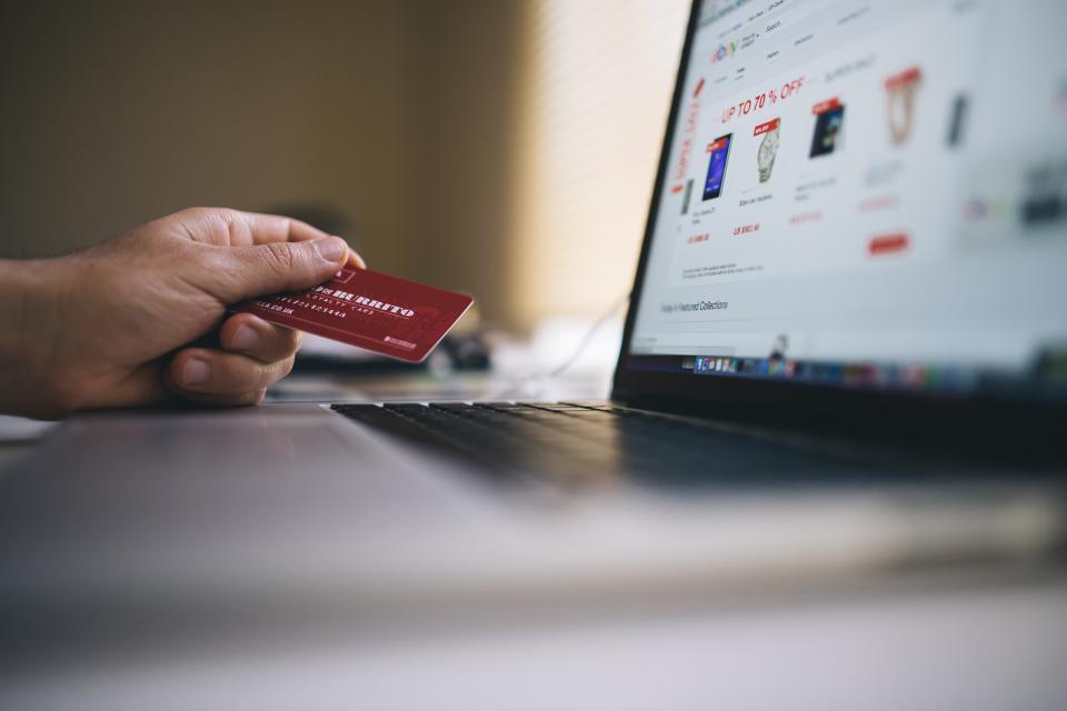 Shopping an online store on a laptop