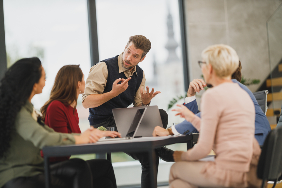 A small group in an information session