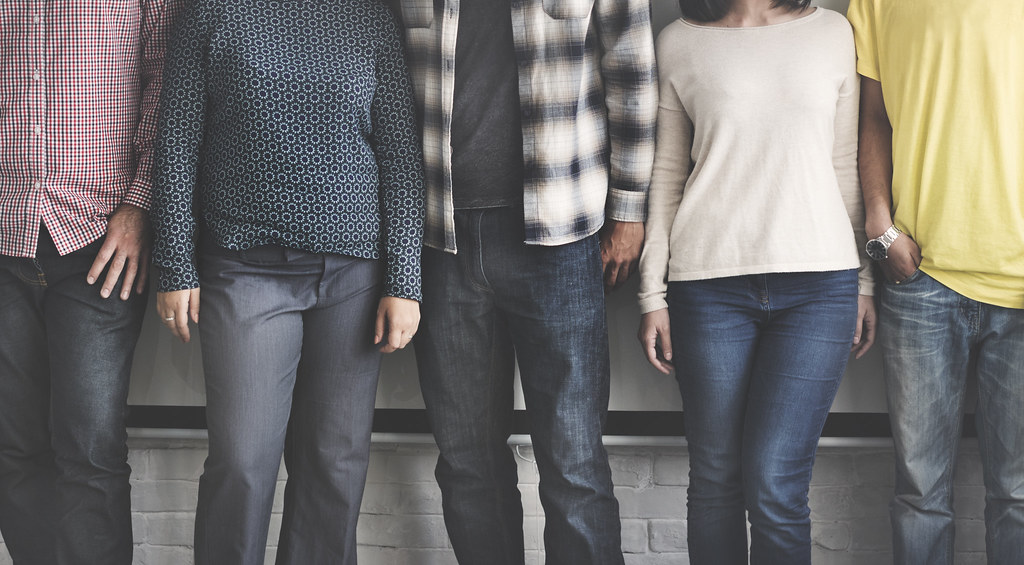A row of diverse young people together